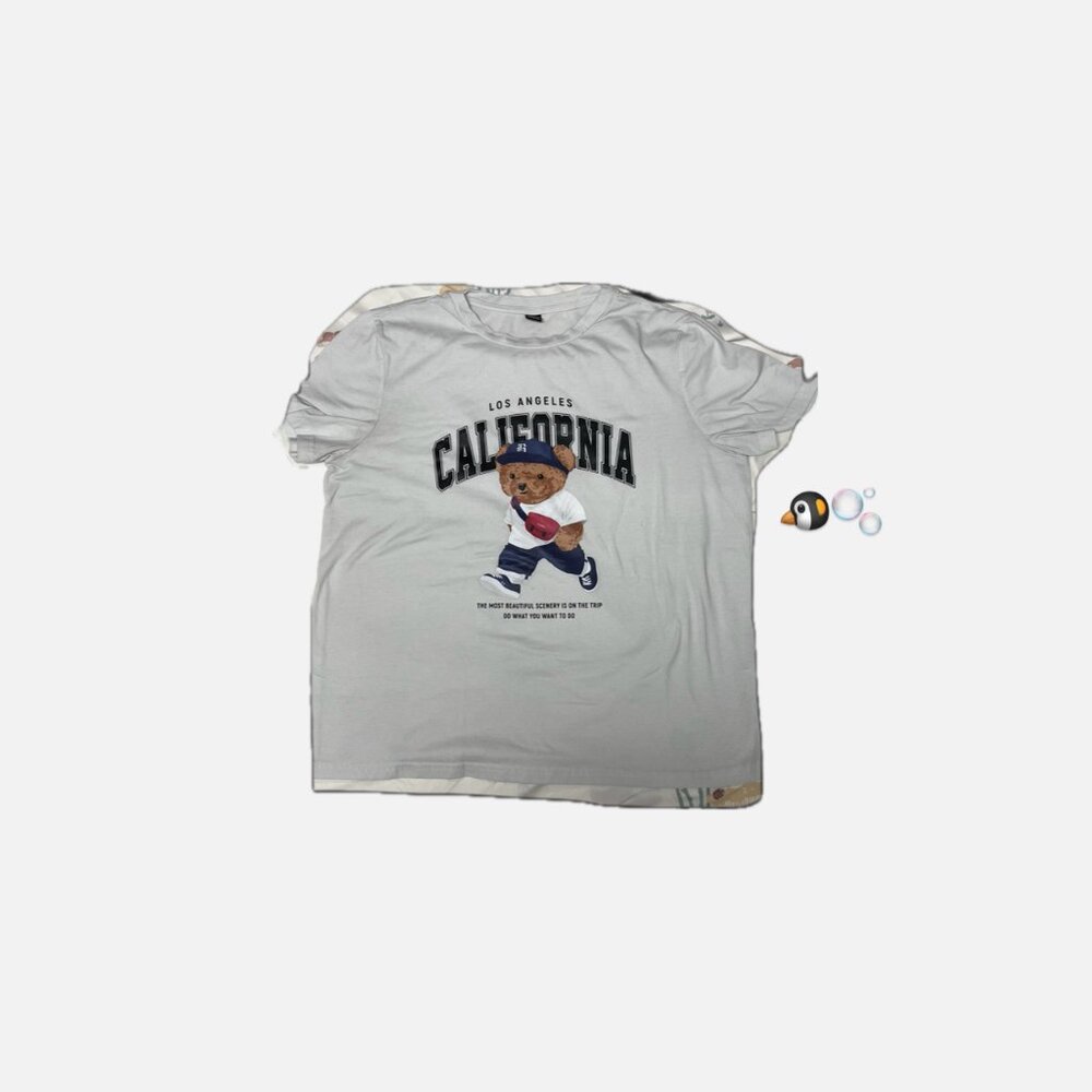 [USED] Casual California College Style Bear Graphic Tee
